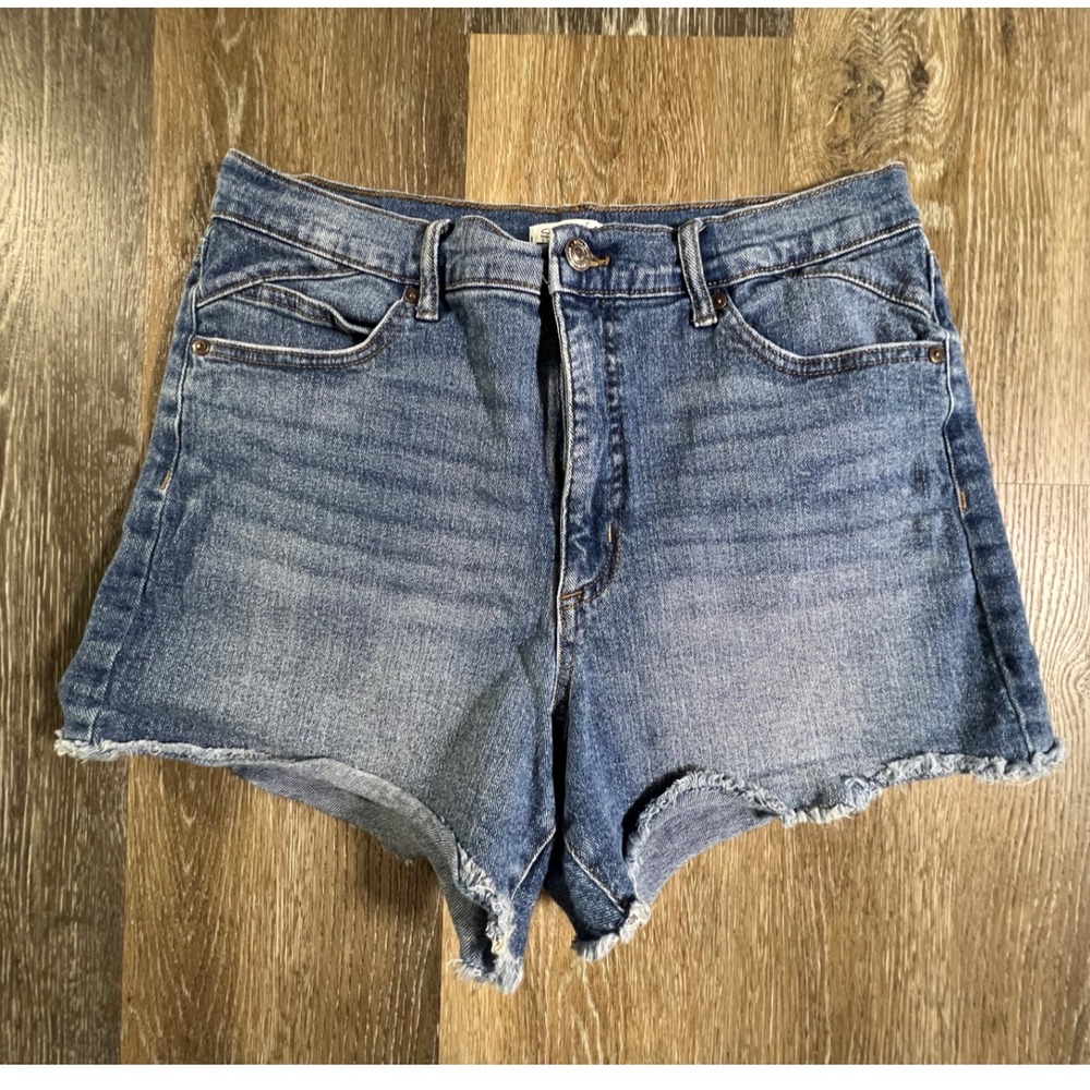 Sofia Jeans Chi Shorty Shorts Women 6 Blue Denim High Rise Frayed Raw Hem